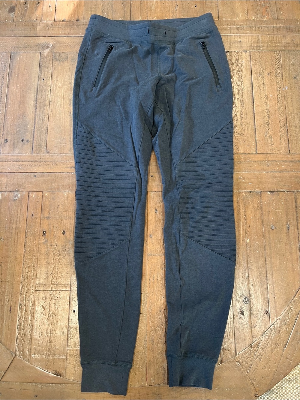 Alo moto joggers men’s XS gray pull on slim fit zipper pockets